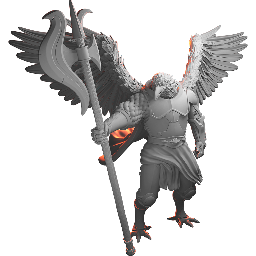 Arcane Minis – Aarakocra – Avensari Corvi Fighter Pose 1